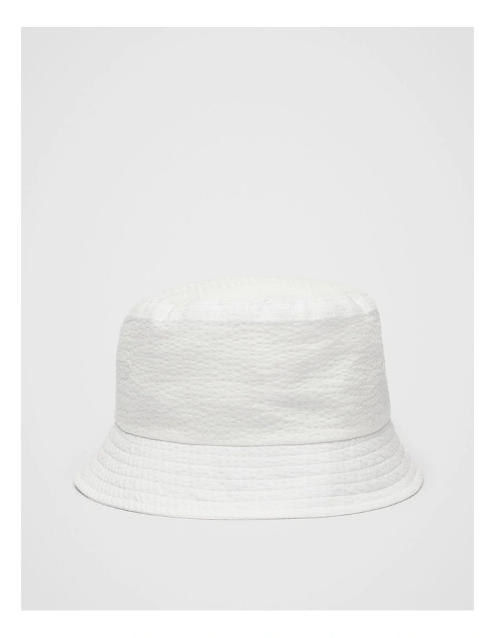 Textured Bucket Hat in White