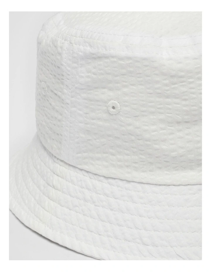 Textured Bucket Hat in White