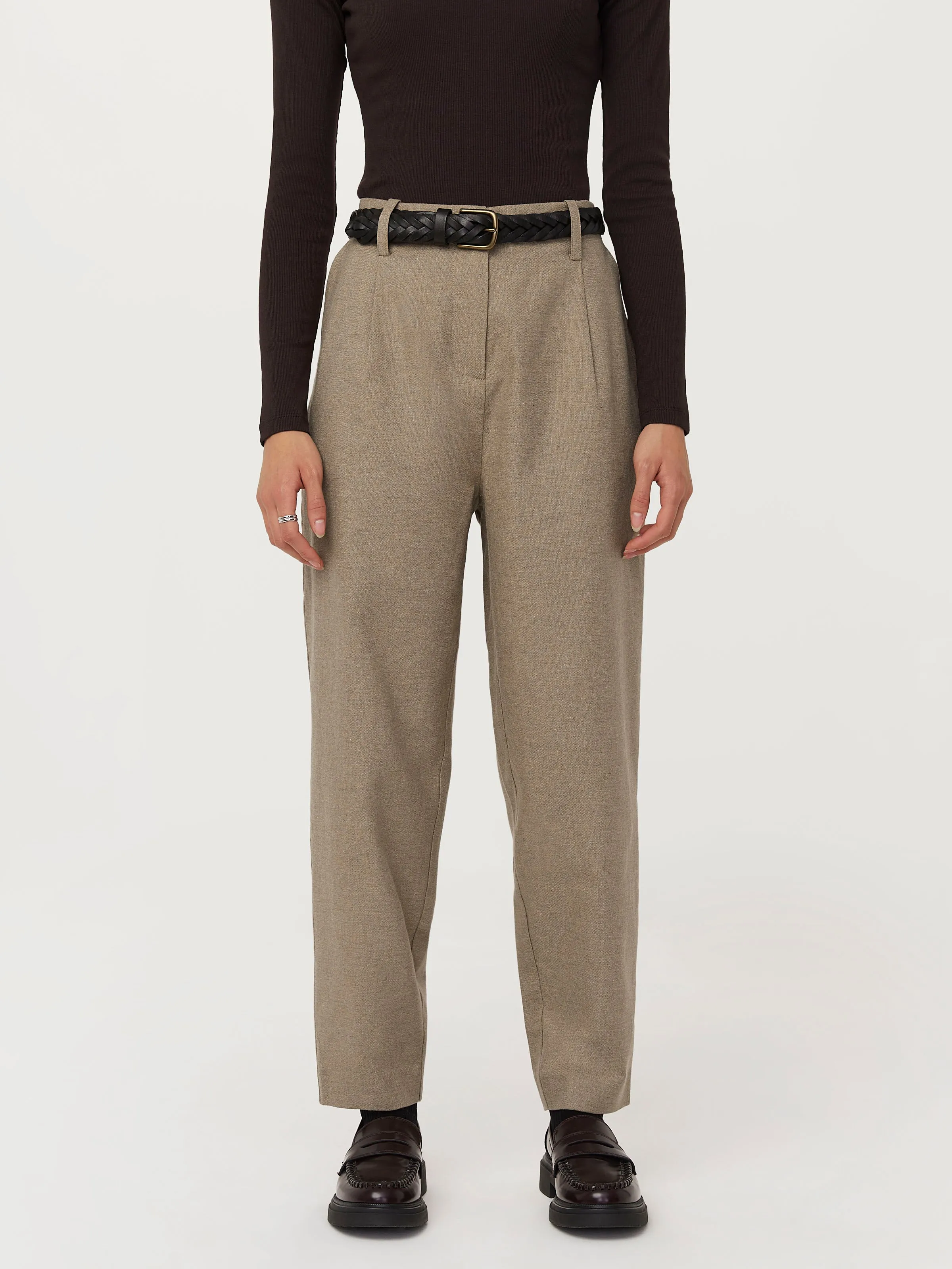 The Amelia Flannel Balloon Pant in Beige