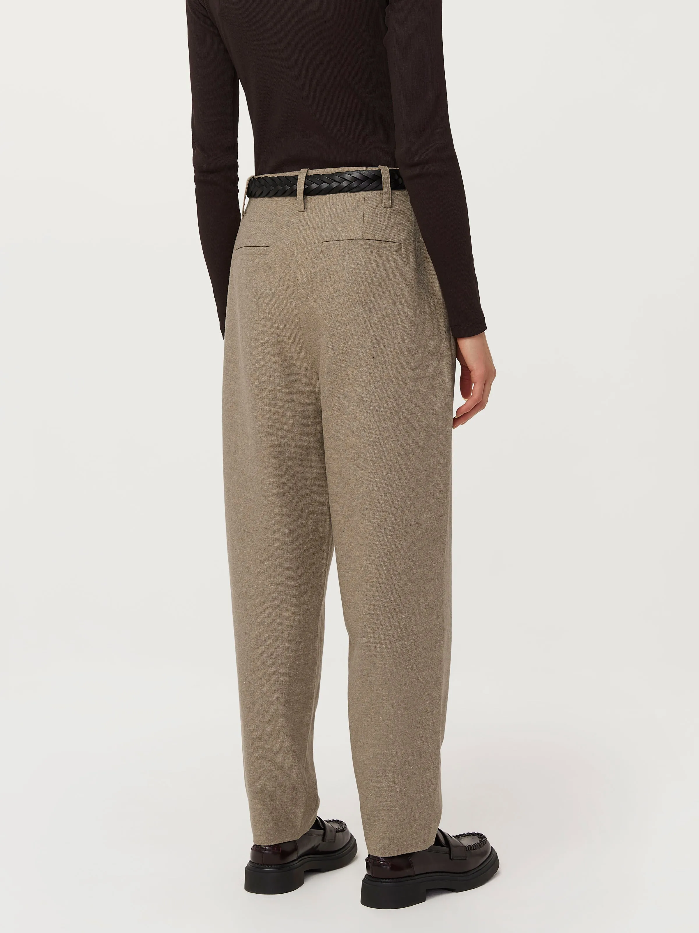 The Amelia Flannel Balloon Pant in Beige