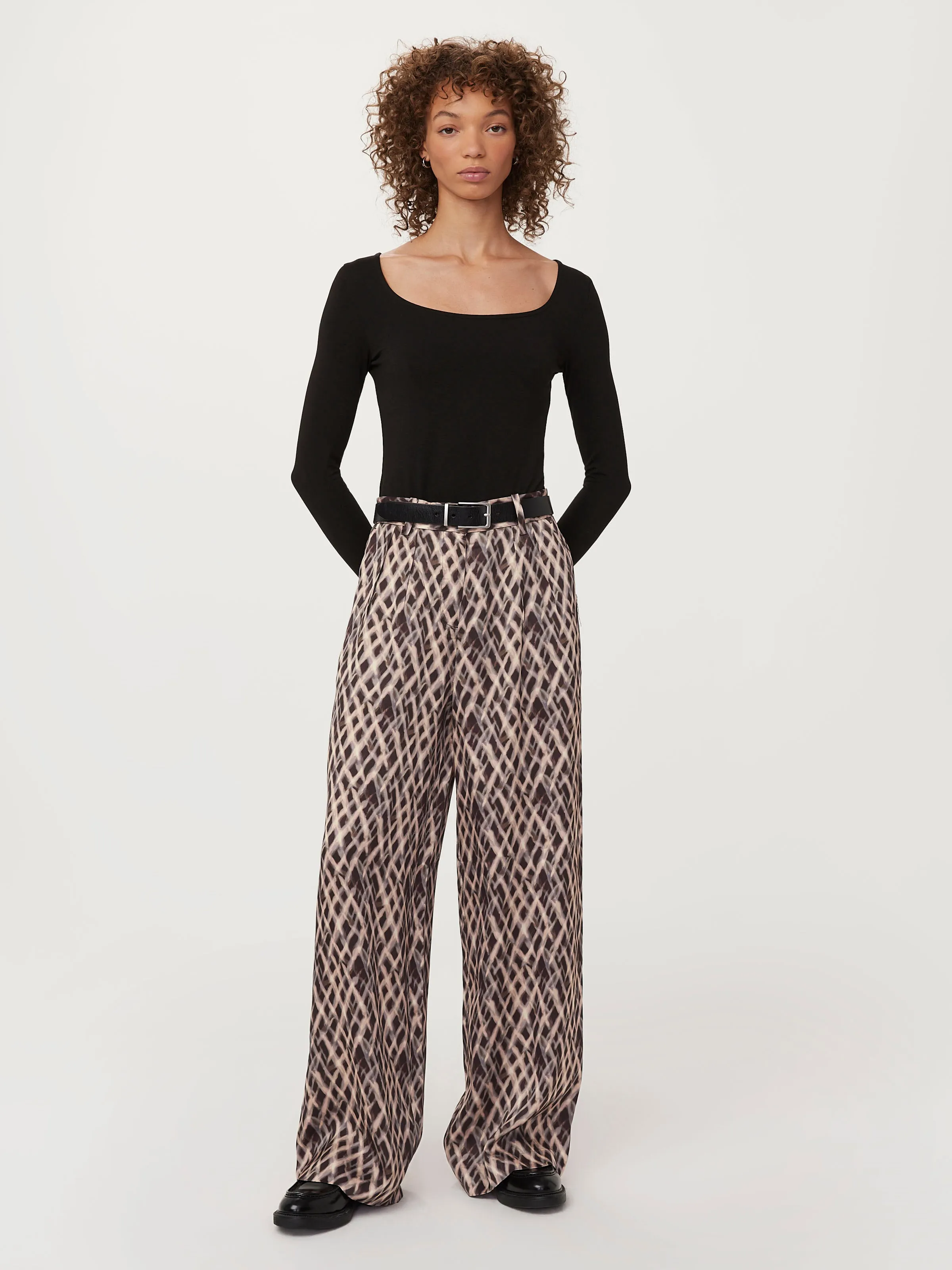 The Emma Wide Satin Pant in Dark Chocolate