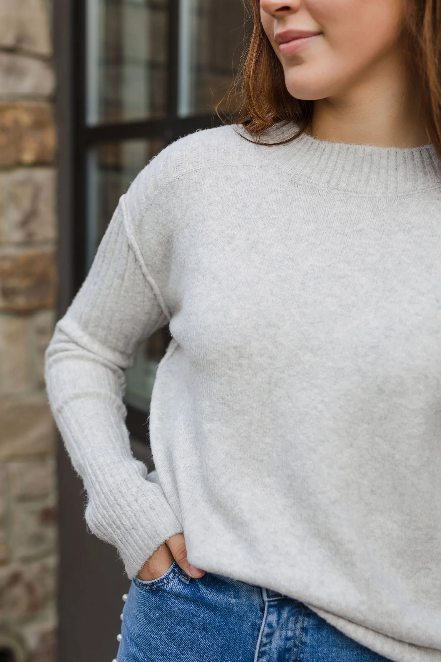 The Whitney Light Gray Soft Knit Sweater