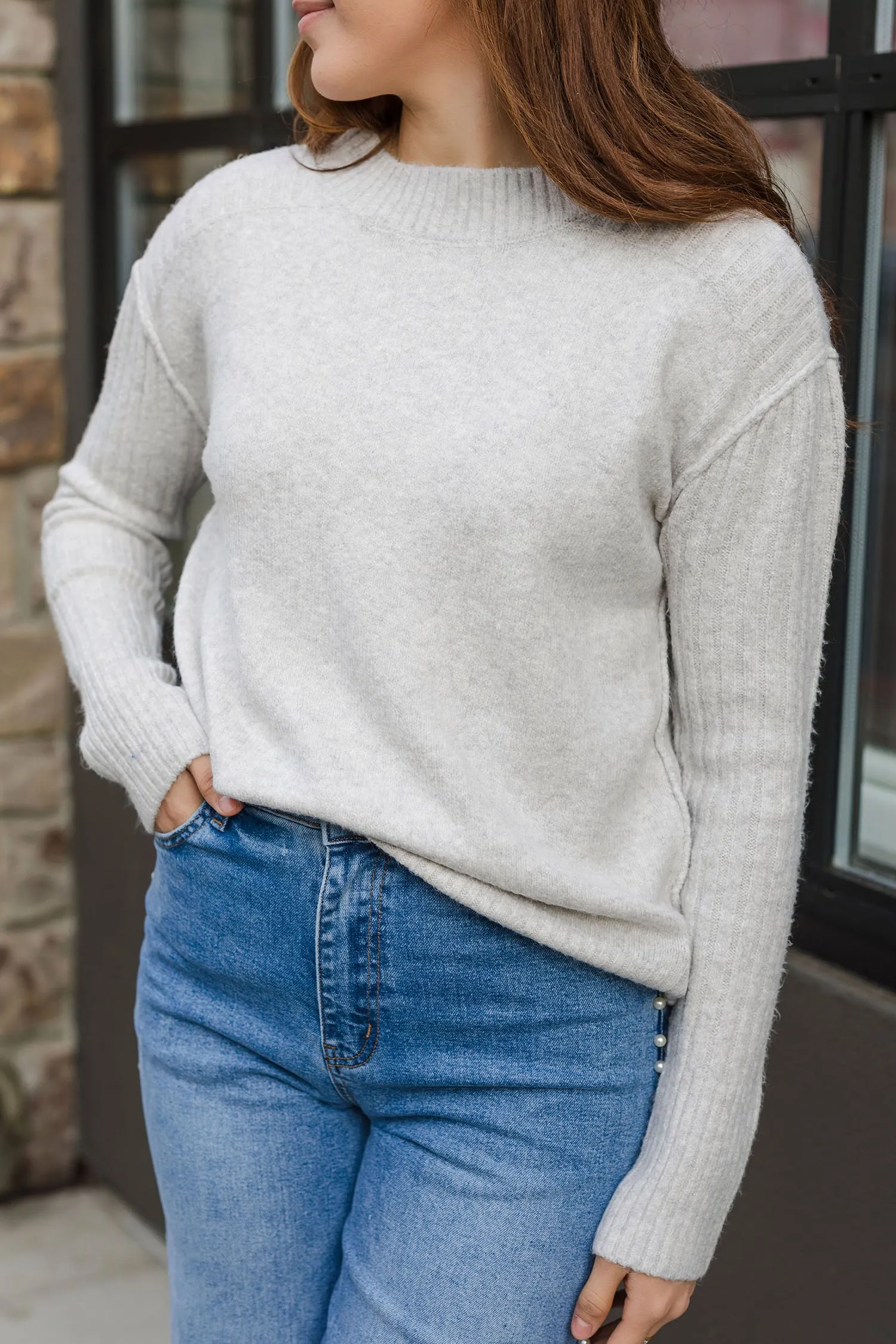 The Whitney Light Gray Soft Knit Sweater