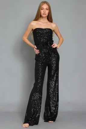 Tube Belted Sequin Jumpsuit