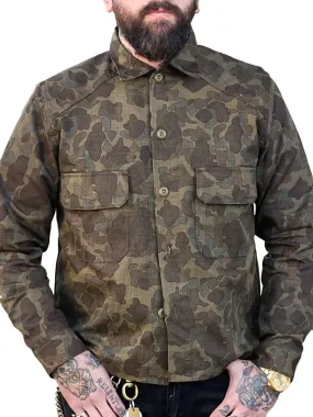 Vintage Camouflage Print Double Pocket Casual Jacket