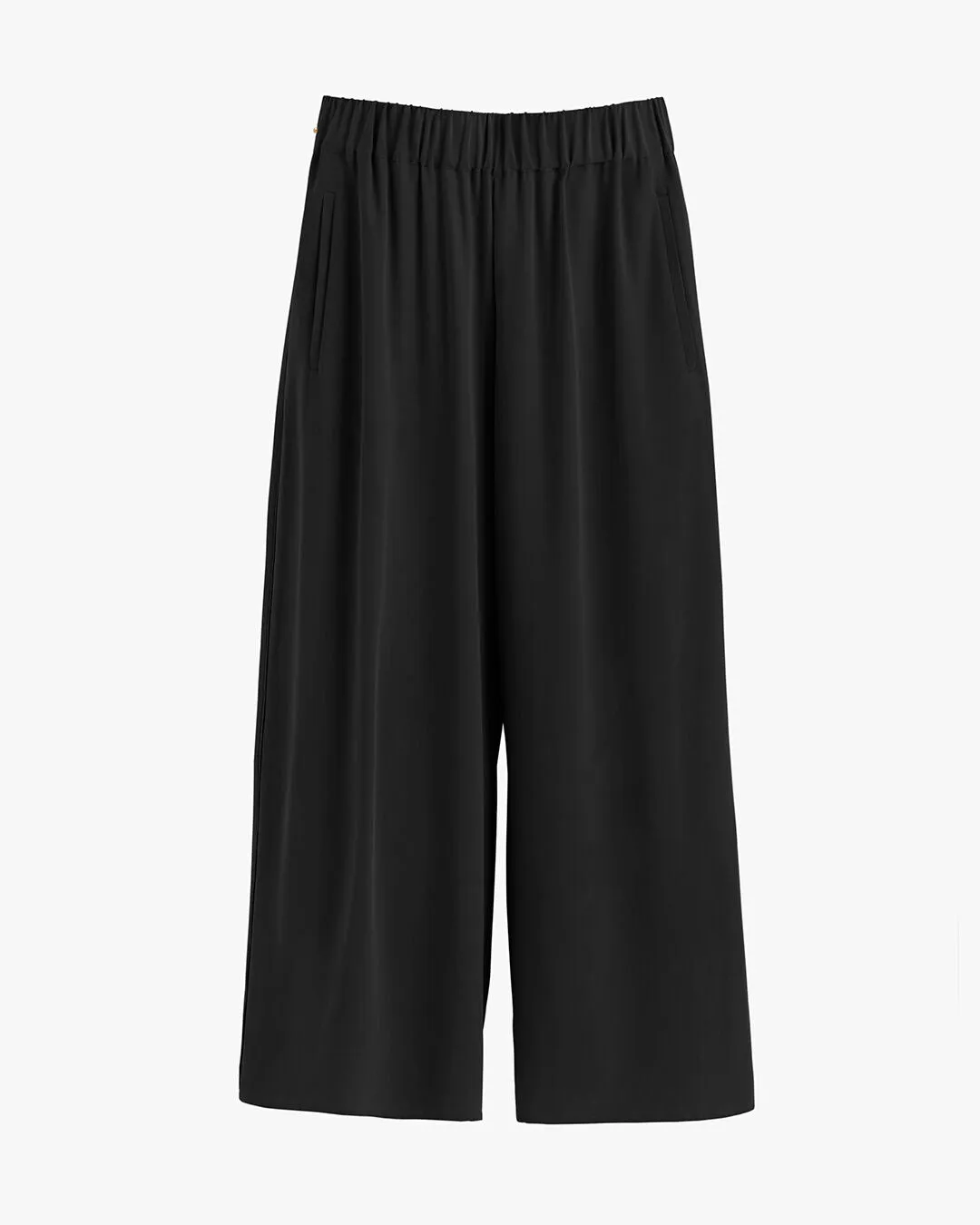 Washable Silk Wide-Leg Cropped Pant