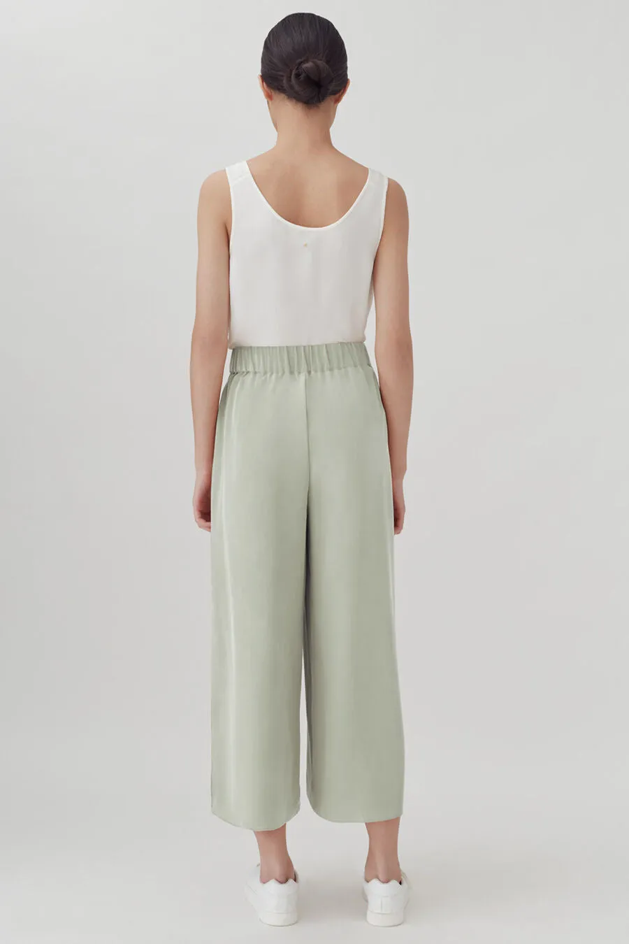 Washable Silk Wide-Leg Cropped Pant