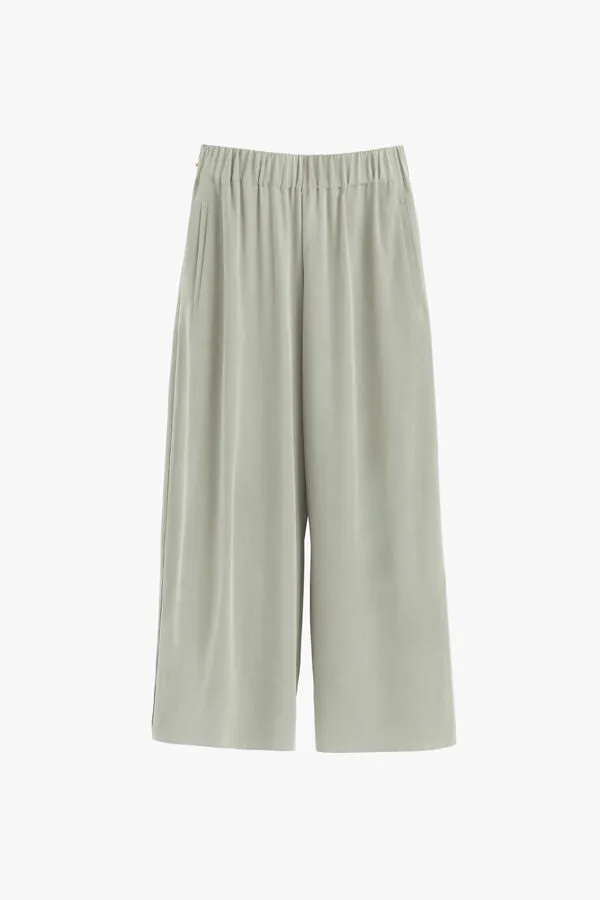 Washable Silk Wide-Leg Cropped Pant