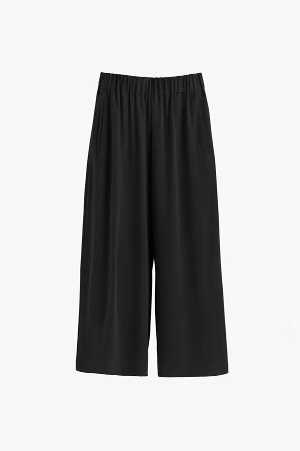 Washable Silk Wide-Leg Cropped Pant