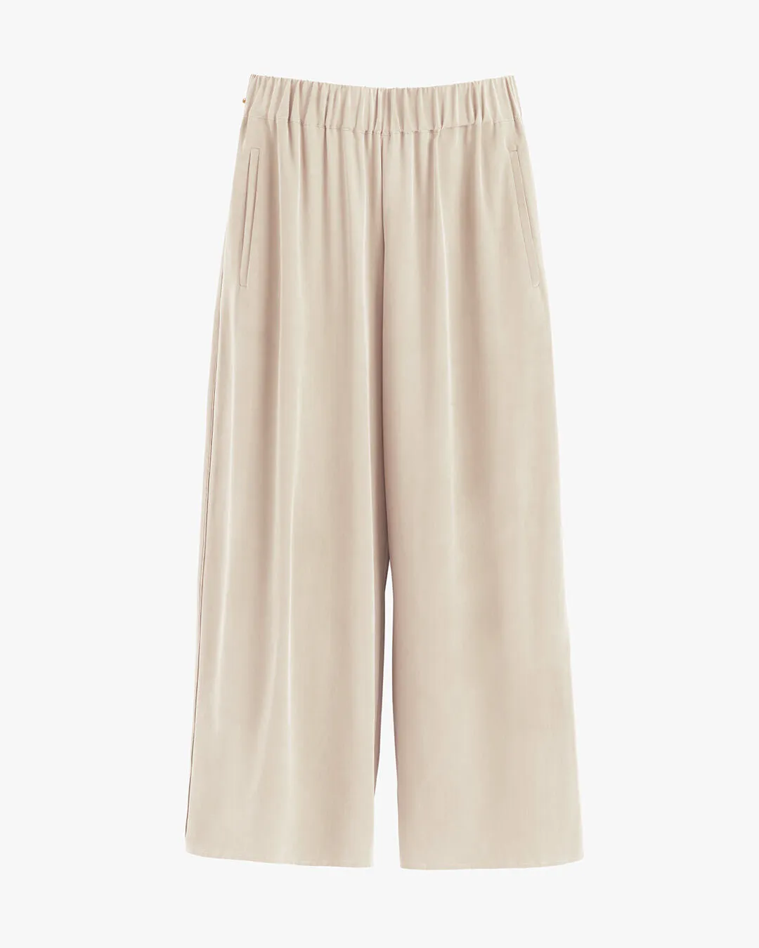 Washable Silk Wide-Leg Cropped Pant