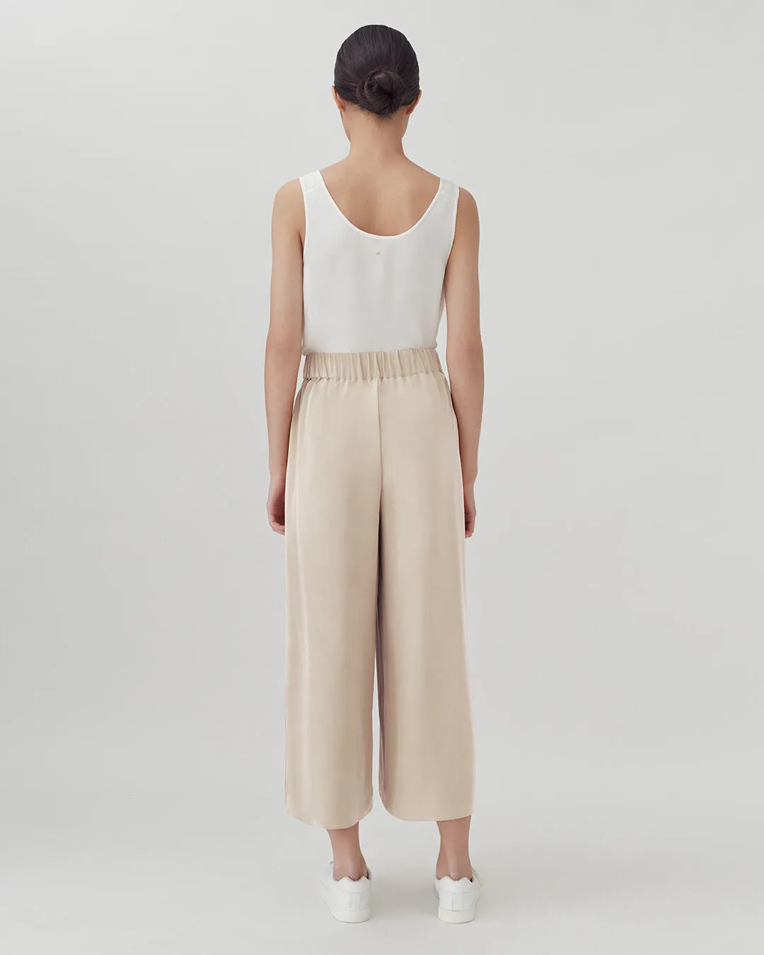 Washable Silk Wide-Leg Cropped Pant