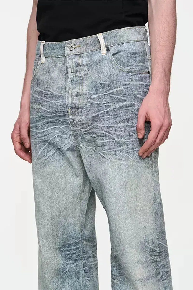 Whiskered Washed Digital Logo Jeans