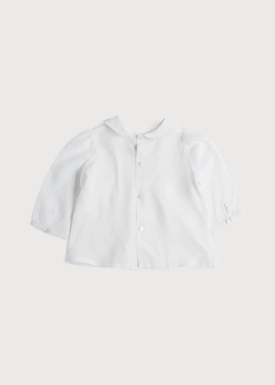 White Cotton Shirt with Delicate Embroidery