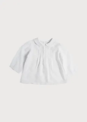 White Cotton Shirt with Delicate Embroidery