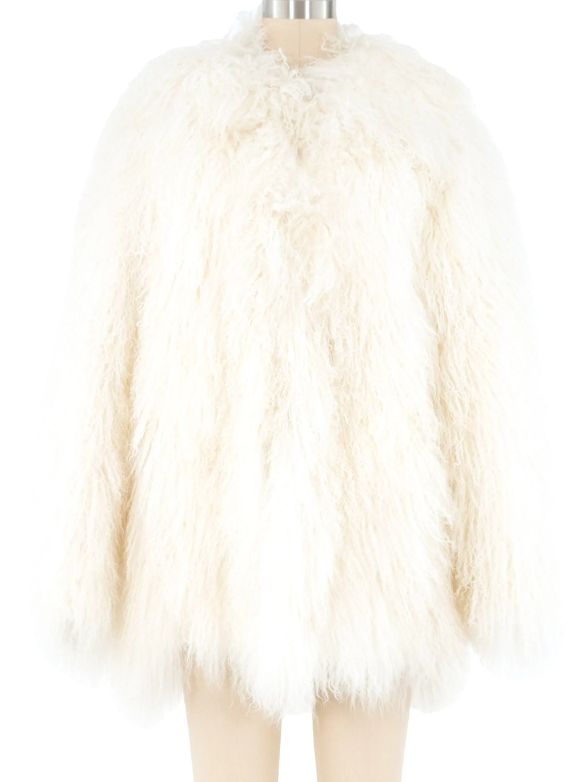 White Mongolian Fur Coat