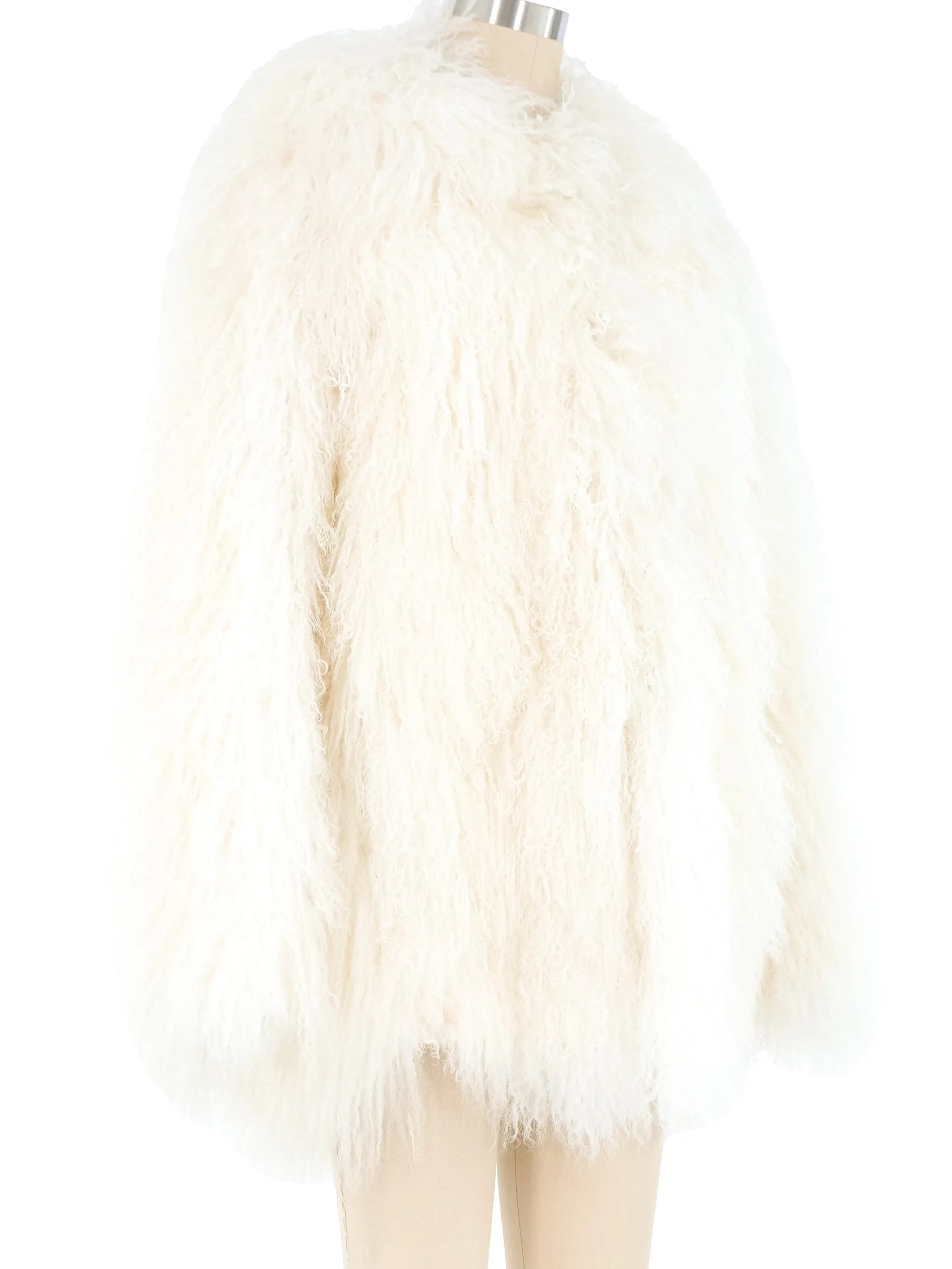 White Mongolian Fur Coat