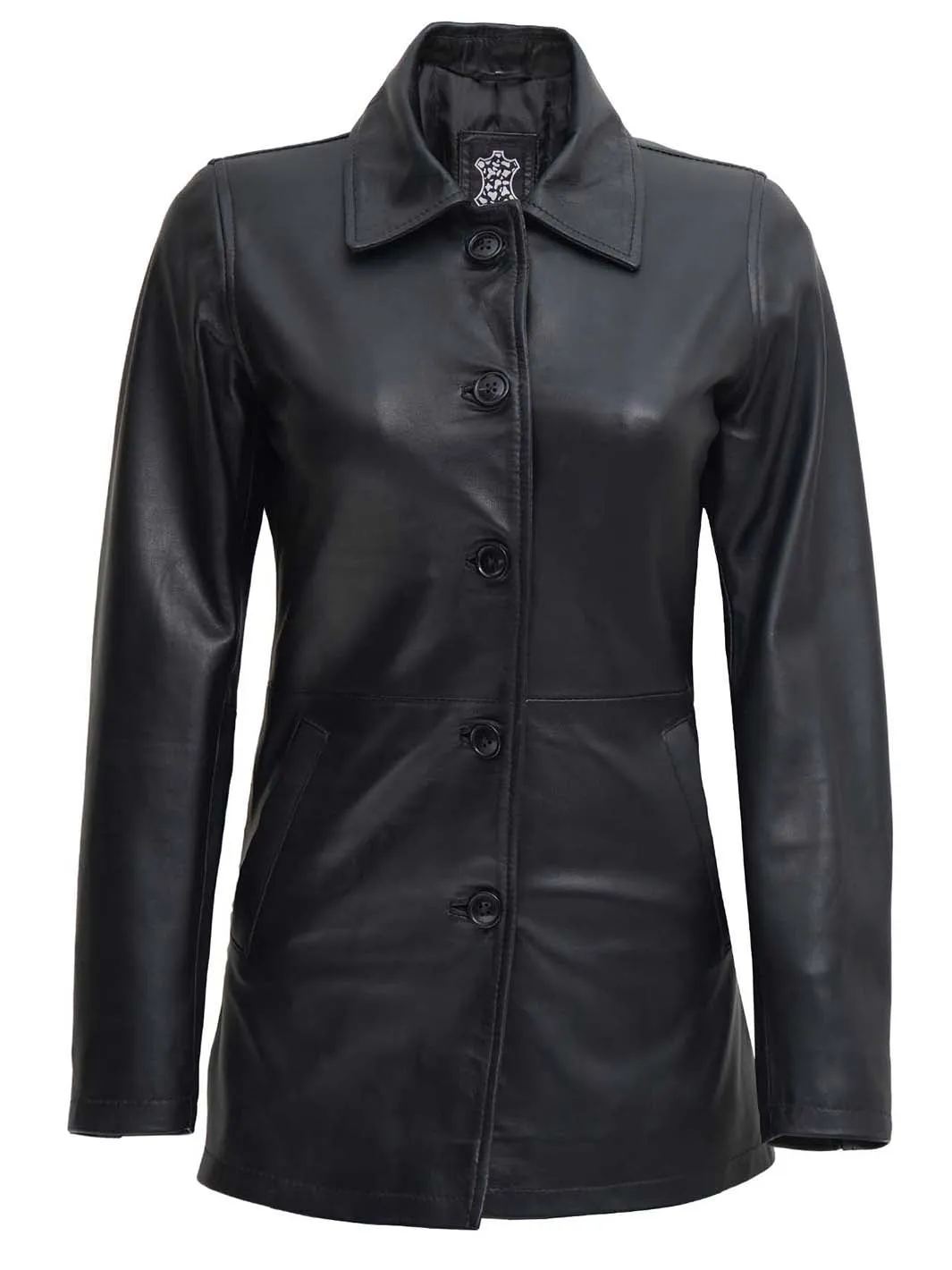 Winchester Womens Black Leather 3 4 Length Car Coat