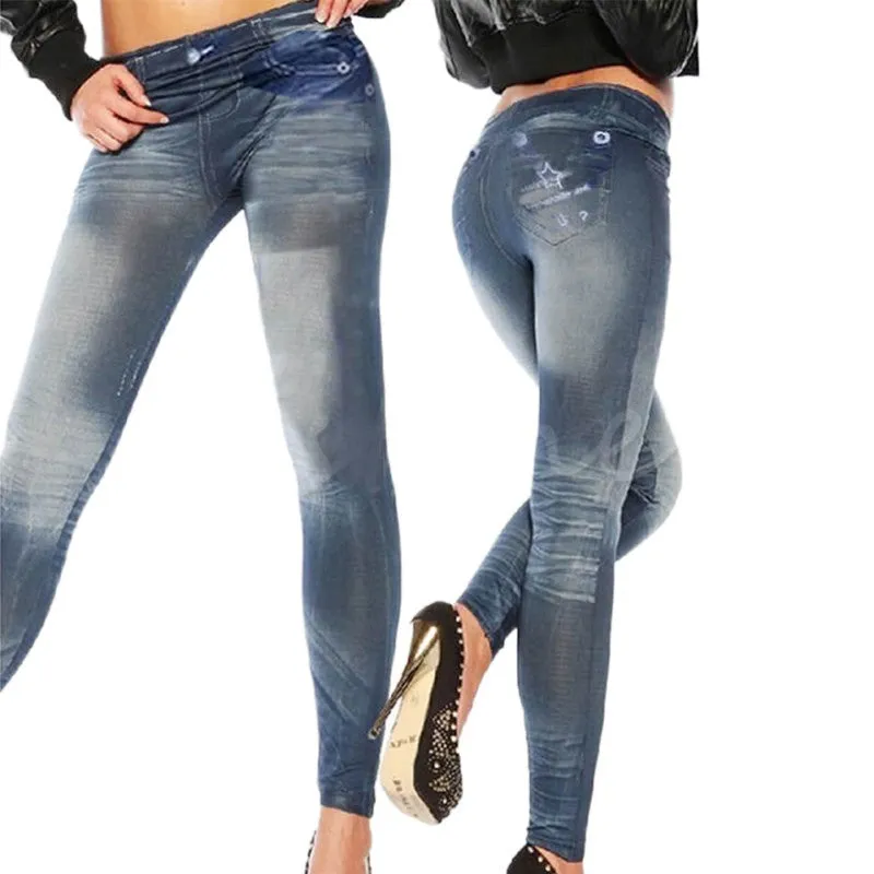 Women New Fashion Classic Stretchy Slim Leggings Sexy imitation Jean Skinny Jeggings Skinny Pants SM6