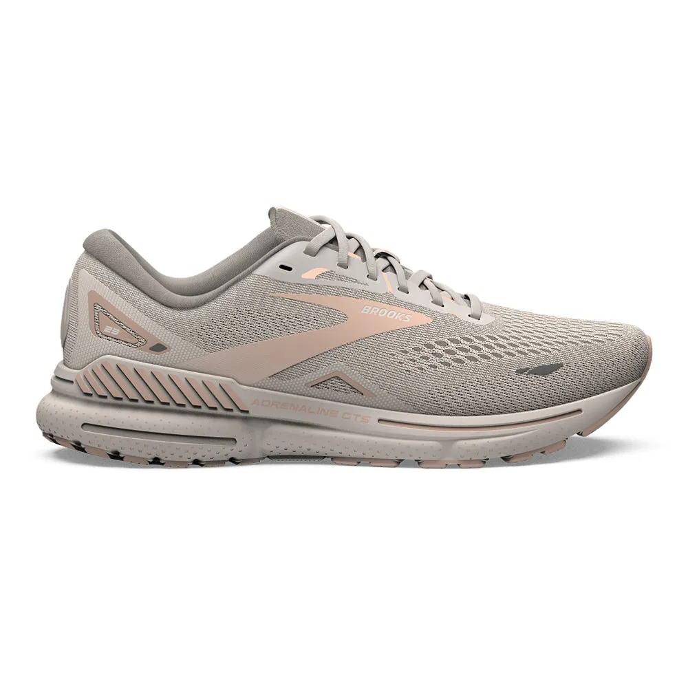 Women's Brooks Adrenaline GTS 23, Crystal Grey/Villa/White, 5 B Medium