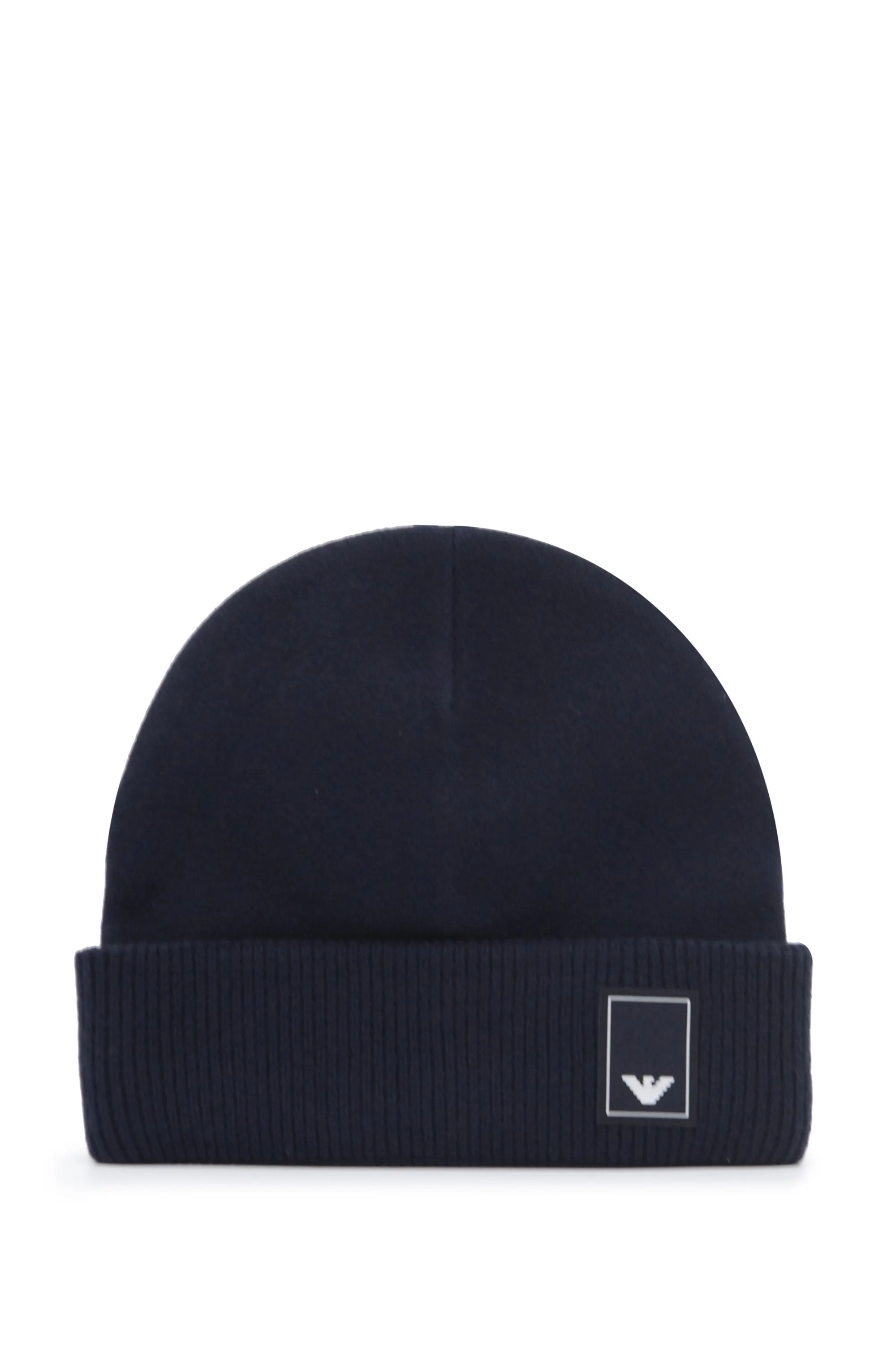 Wool Beanie Hat With Logo Black