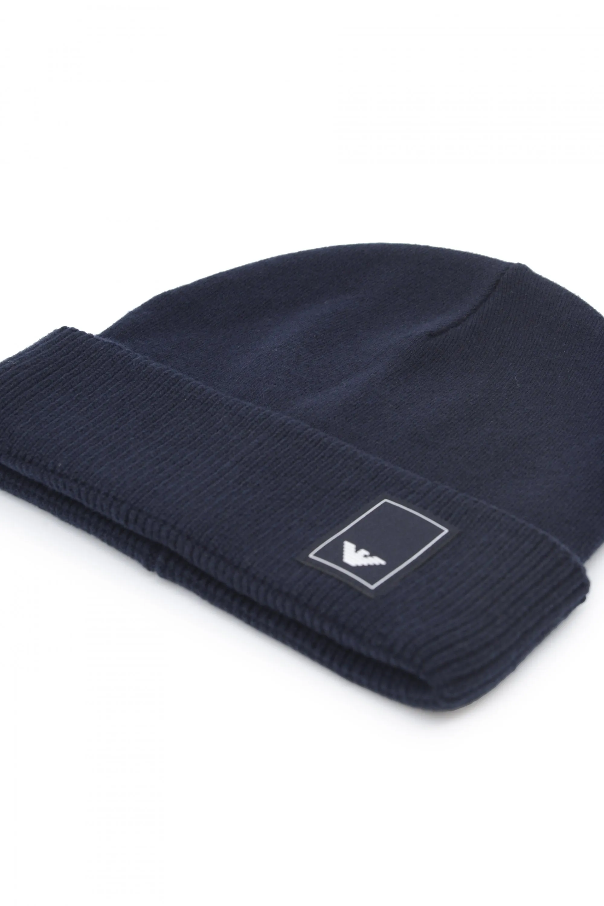 Wool Beanie Hat With Logo Black