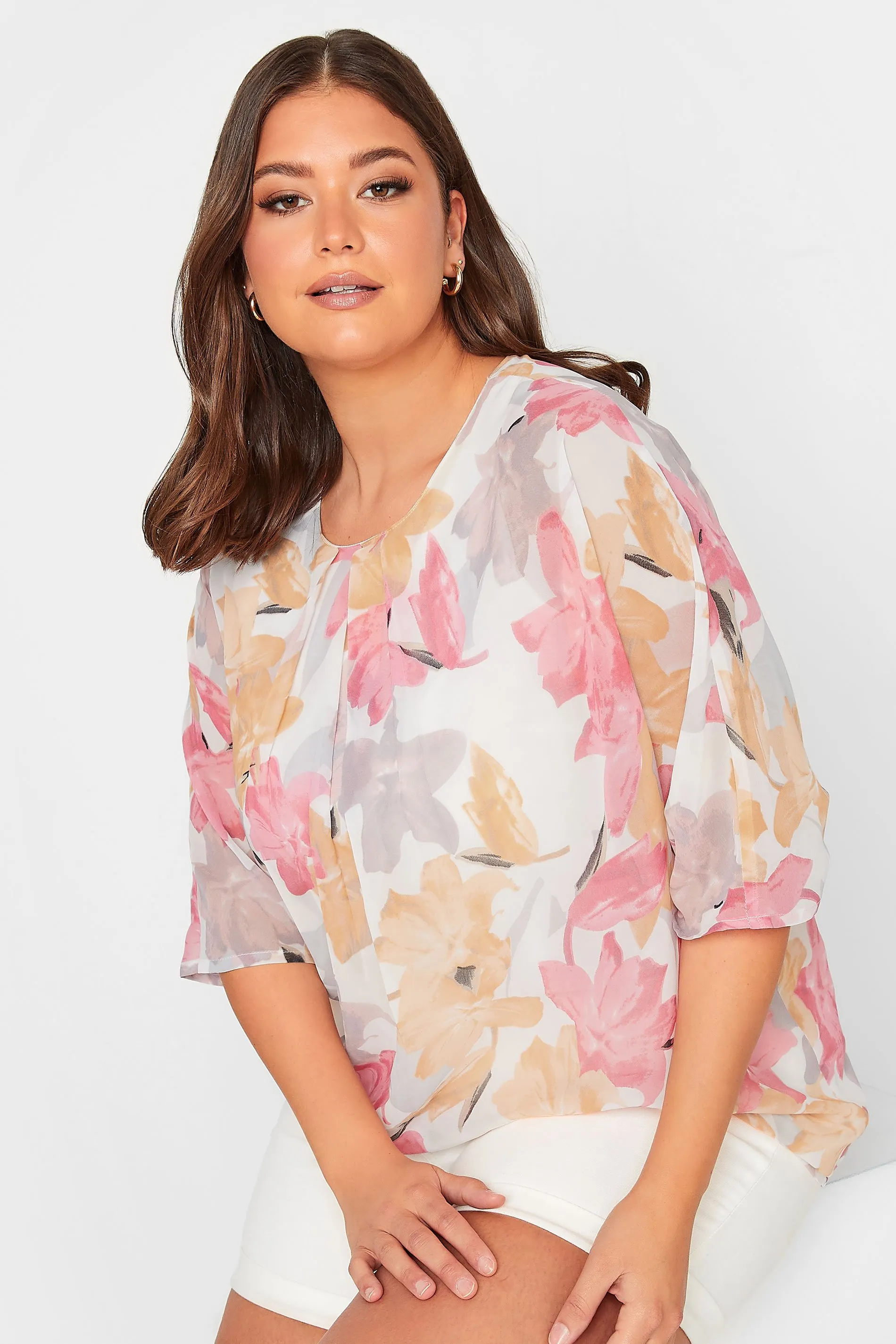 YOURS Curve White Floral Blouse